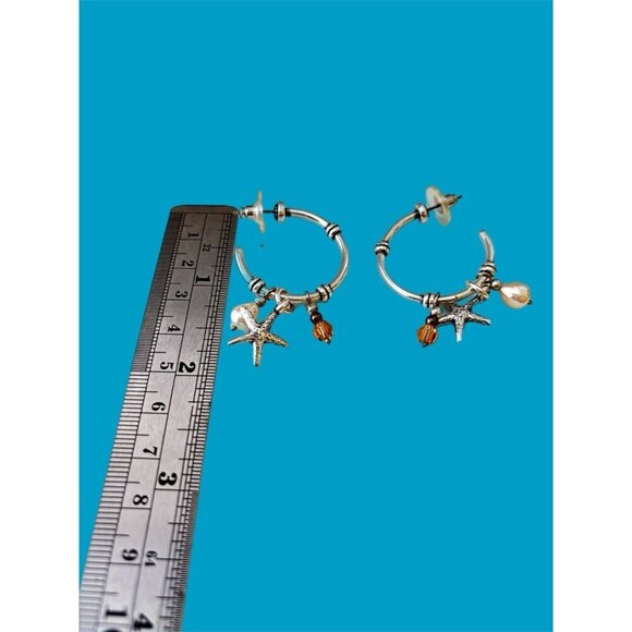 Brighton Nantucket Post Style Hoop Earrings Silver Plated - Picture 4 of 5